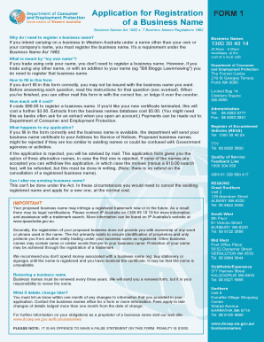 Western Australia Business Name Registration Form