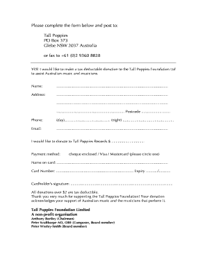 Tall Poppies Donation Form