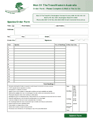 Men Of The Trees WA Seedling Order Form