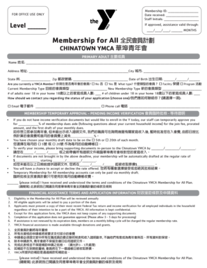 Chinatown YMCA Membership for All Application