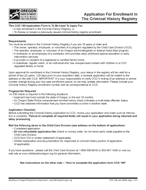 Criminal History Registry Enrollment Application