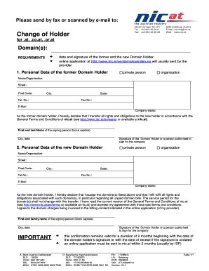 Domain Holder Change Form