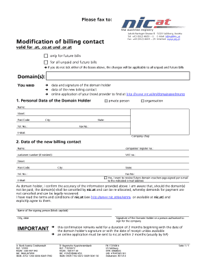 Formular zur Änderung der Rechnungsanschrift