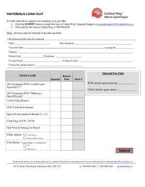 Materials Loan Out Form
