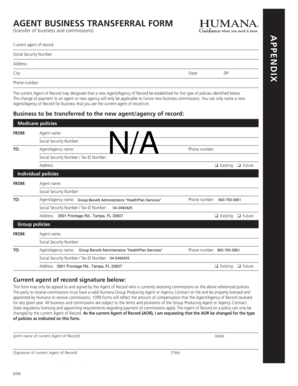 Agent Business Transferal Form