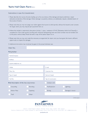 Yacht Hull Claim Form