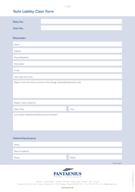 Yacht Liability Claim Form