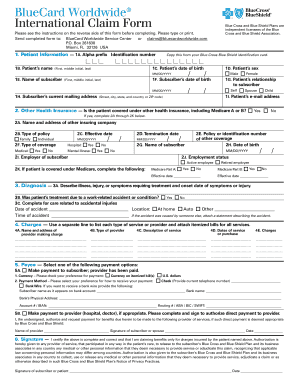 International Claim Form - Blue Cross Blue Shield