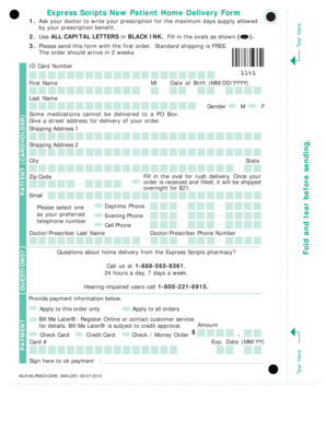 Express Scripts New Patient Home Delivery Form