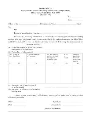 Bihar VAT Notice for Survey
