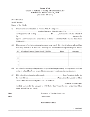 Bihar Value Added Tax Refund Order