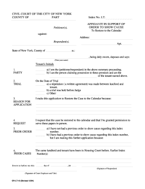 Affidavit in Support of Order to Show Cause