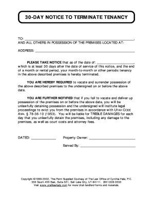 30-Day Notice to Terminate Tenancy