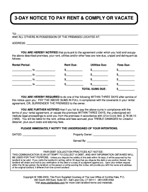 3-Day Notice to Pay Rent or Vacate