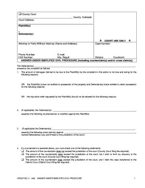 Answer Under Simplified Civil Procedure