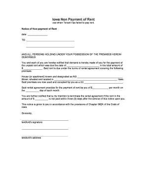 Iowa Non-Payment of Rent Notice