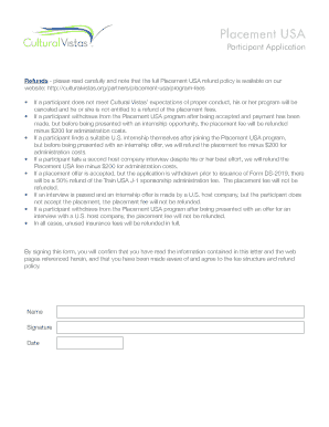 Cultural Vistas Placement USA Program Application