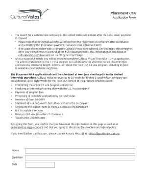 Placement USA Application Form