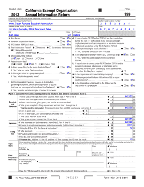 California Exempt Organization Annual Information Return Form 199