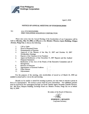 First Philippine Holdings Corporation Annual Meeting Proxy Form