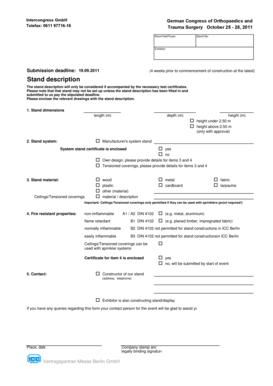 Exhibition Stand Description Form