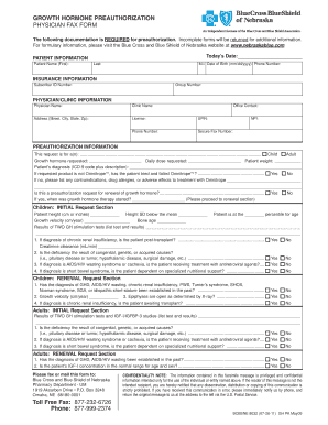 Growth Hormone Preauthorization Form