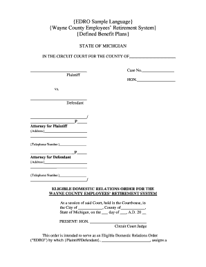 Eligible Domestic Relations Order for Wayne County Employees' Retirement System