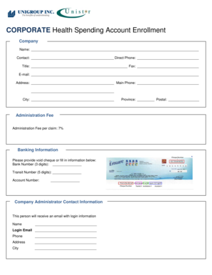 Corporate Health Spending Account Enrollment Form