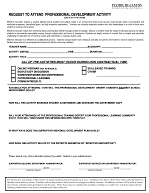 Request to Attend Professional Development Activity Form