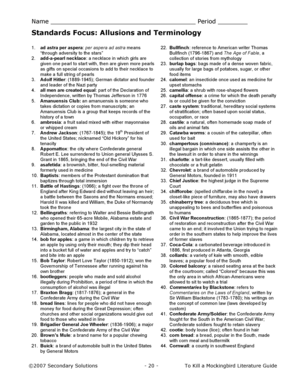 Allusions and Terminology Worksheet