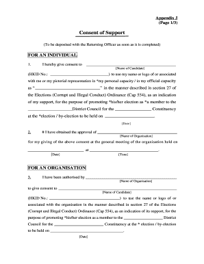 Consent of Support Form