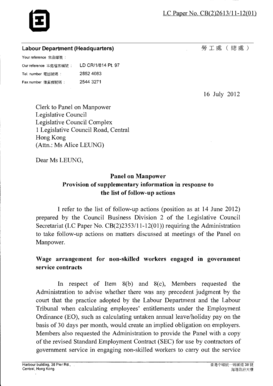 Standard Employment Contract for Hong Kong Government Contractors