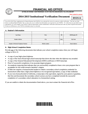2014-2015 Institutional Verification Document