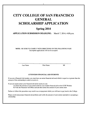 City College of San Francisco General Scholarship Application