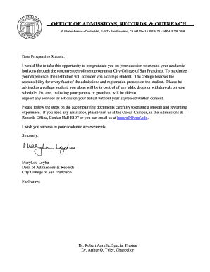 City College of San Francisco Concurrent Enrollment Permission Form