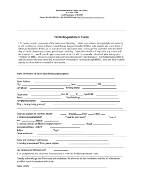 Pet Relinquishment Form