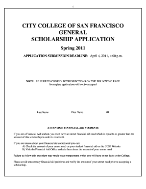 City College of San Francisco General Scholarship Application