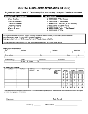 Dental Enrollment Application