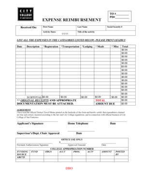 Expense Reimbursement Form