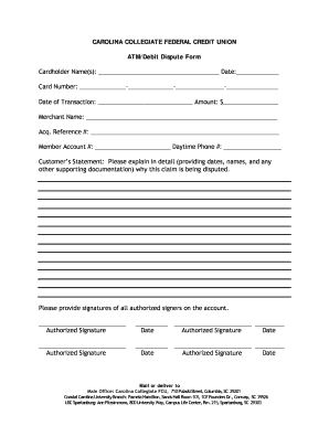 ATM/Debit Dispute Form