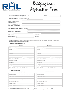 UK Bridging Loan Application Form