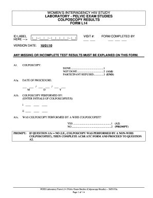 A1c test results - Pelvic exam studies colposcopy results form l14 - statepiaps jhsph
