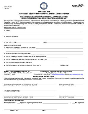 Jefferson County Agricultural Land Valuation Application
