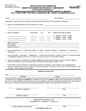 Kentucky Homestead Exemption Application