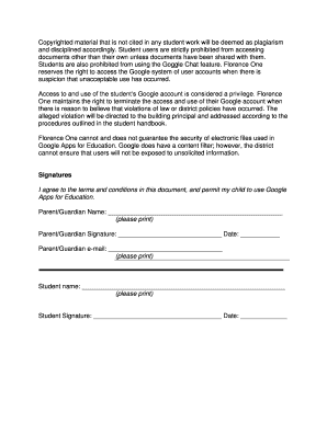 Google Apps for Education Student Permission Form