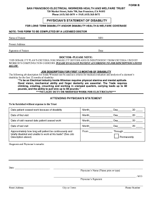 Physician's Statement of Disability