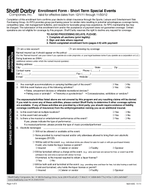 Short Term Special Events Insurance Enrollment Form