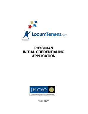 Physician Initial Credentialing Application