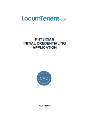 Physician Initial Credentialing Application