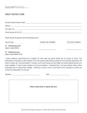 Direct Deposit Form
